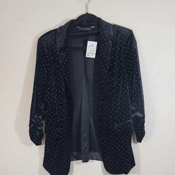Meg & Margot Black Velvet Blazer with Polka Dot Pattern Size M NWT - Picture 1 of 7